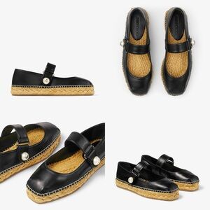 Jimmy Choo Fayence Mary Jane Espadrille Black Nappa Leather Espadrilles